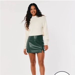 Ultra High Rise Vegan Leather Mini Skirt with Slit